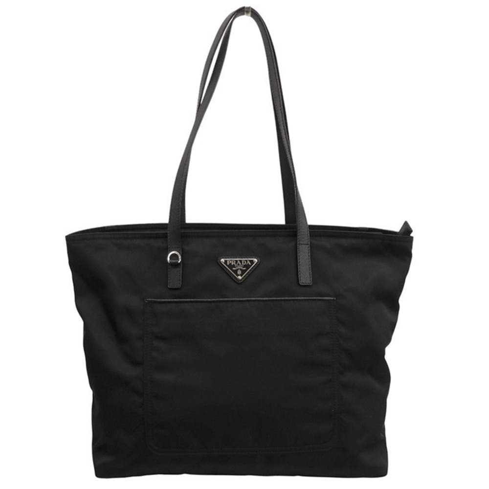 Prada VELA Tote Bag Shoulder Leather Black